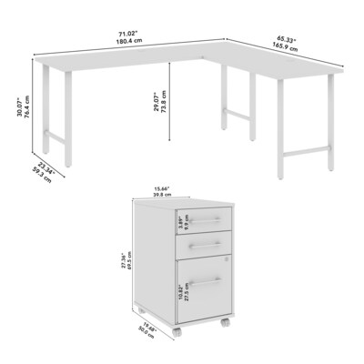 Bush Business Furniture Hustle 72"W L Shaped Computer Desk with 3 Drawer Mobile File Cabinet, Platinum Gray (HUS005PG)