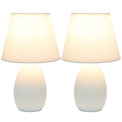 Creekwood Home Nauru 9.45 Traditional Petite Ceramic Oblong Bedside Table Desk Lamp, Off White, 2/Pack (CWT-2005-OF-2PK)