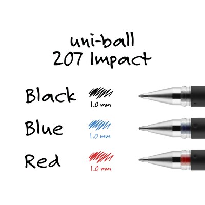 uni-ball 207 Impact Gel Pens, Bold Point, Black Ink, 12/Pack (65800)