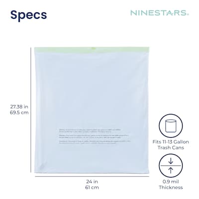 Nine Stars 13 Gallon Drawstring Kitchen Trash Bags, White, 30 Bags/Box (NSTB-13-30)