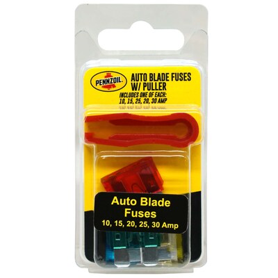 Pennzoil Assorted Mini Blade Fuses with Puller, 5 Pieces, Multicolor, 12/Pack, 6 Packs/Carton (14752