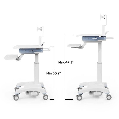 Luxor VitalPower Standard Mobile Medical Workstation with Full-Swivel Wheels, White (MCWS003)