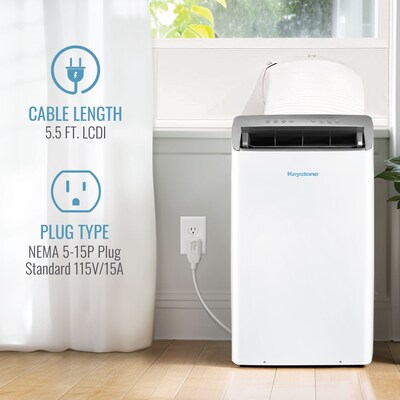 Keystone 115-Volt 14,000 BTU ASHRAE (12,000 BTU DOE) Portable Air Conditioner with Heater, Remote, White (KSTAP121HINV)