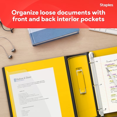Staples 3" 3-Ring Better Binder, D-Ring, Yellow (ST55895-CC)