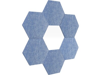 Luxor Reclaim Stick-On Decorative Acoustic Panels, 11H x 9.5W, Light Blue PET, 6/Pack (RCLMHEX005)