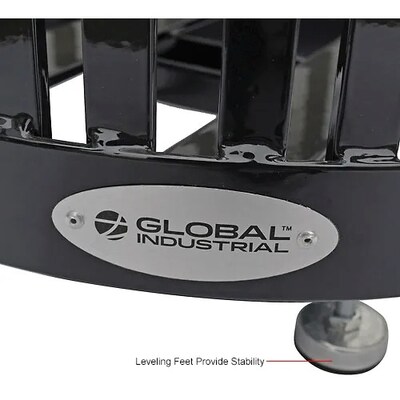 Global Industrial Outdoor Heavy-Duty Slatted Steel Trash Can, 36 Gallon, 34"H, Black (641631BK)