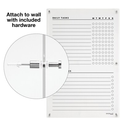 Excello Brands Acrylic Dry-Erase Planning Board, 20" x 30", Black Print (ACRYLBRD-TSK20X30-BLK)
