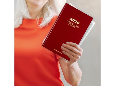 AT-A-GLANCE Standard Hardcover 2025 Daily Diary, 7.75" x 12", Ruled, Red (SD377-13-25)