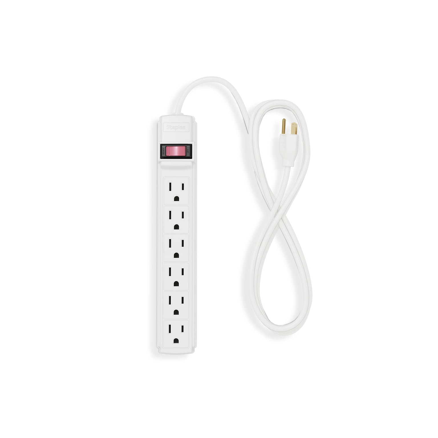 Staples 6ft. 6-Outlet Power Strip, White (17651)