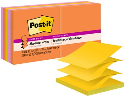 Post-it Super Sticky Notes, 8 x 6, Energy Boost Collection, Lined, 45  Sheet/Pad, 4 Pads/Pack (6845-SSPL)