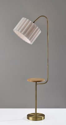Adesso Caldwell 62H Antique Brass Floor Lamp with White Linen Shade (4229-21)