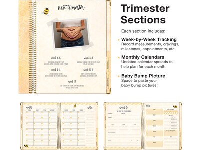 Global Printed Products Mommy to BEE 10.5" x 11.5" Weekly & Monthly Pregnancy Planner, Hardsided Cover, Beige/Black (GPP-0108)