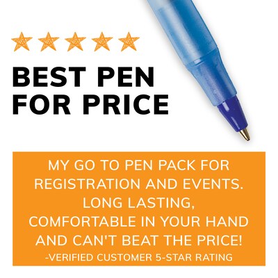 BiC Round Stic Grip Ballpoint Pen, Blue Ink, Medium Point, 1.0 mm - 60 count