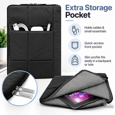 Vangoddy Padded Quilted 11 Tablet and Laptop Sleeve, Black (RDYLEA761)