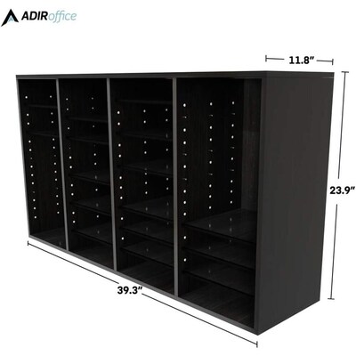 AdirOffice 500 Series 36 Compartment Literature Organizers, 39.3" x 11.8", Black, 2-Pack (500-36-BLK-2PK)