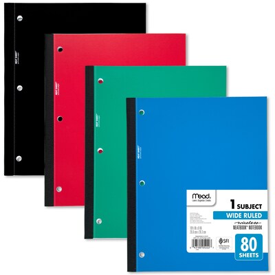 Mead Wireless Neatbook 1-Subject Notebooks, 8" x 10.5", Wide Ruled, 80 Sheets (05222)