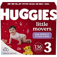 Huggies Little Movers Baby Diapers, Size 3, 136/Carton (53592)