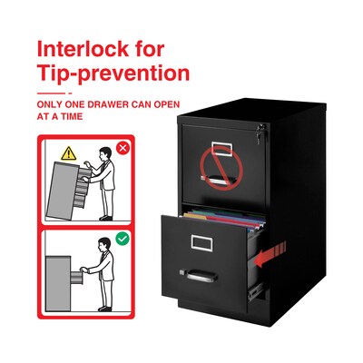 Quill Brand® 2-Drawer Vertical File Cabinet, Locking, Letter, Black, 25D (25157D)