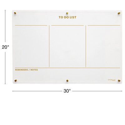 Excello Brands Acrylic Dry-Erase Planning Board, 20" x 30", Gold Print (ACRYLBRD-TOD20X30-GLD)