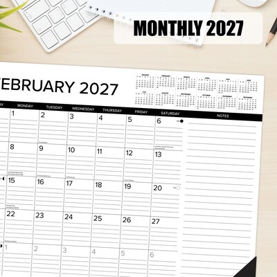 2027 Willow Creek B&W w/Lines 22" x 17" Monthly Desk Pad Calendar, Assorted Colors (66133)