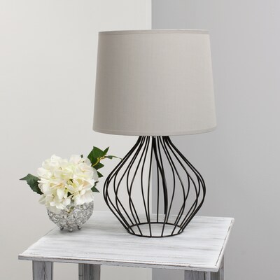 Simple Designs Geometrically Wired Table Lamp, Gray on Black (LT2086-GOB)