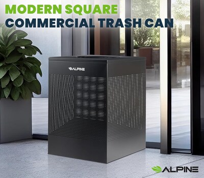 Alpine Industries Stainless Steel Trash Can, 40 Gallon, Black (ALP438-40-BLK-MK)
