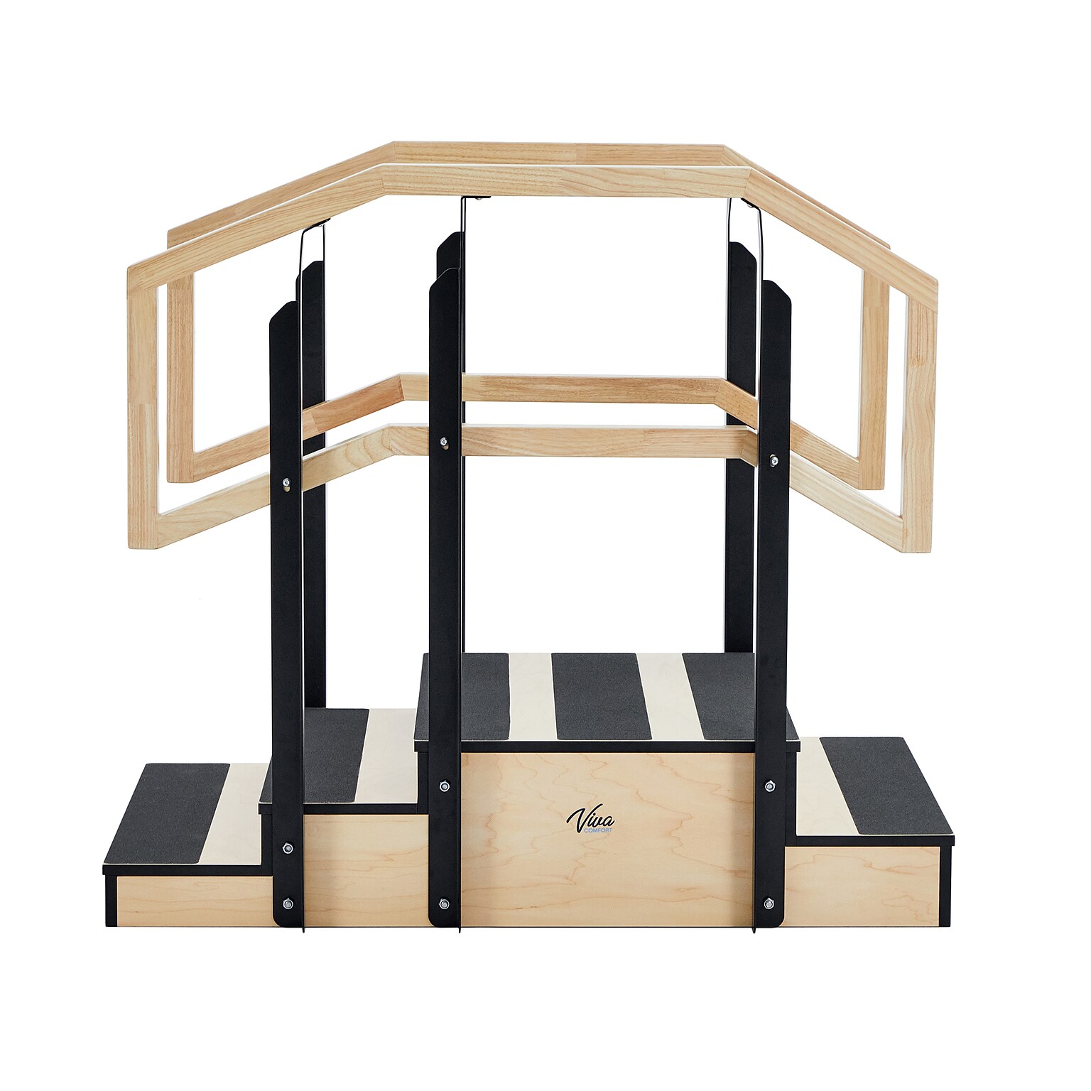 Viva Comfort Physical Therapy Non-slip Staircase with Safety Handles, 500 lbs. Capacity, Natural Wood (ADI906-01-MK)