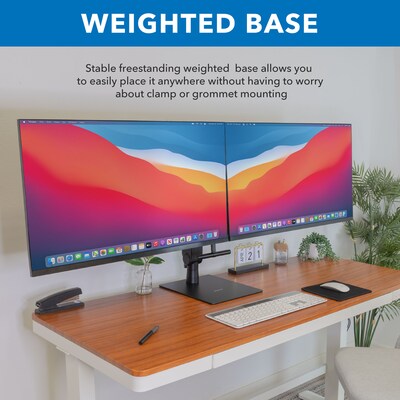 Mount-It! Height Adjustable Dual Monitor Arm, Freestanding Mount, Fits 17"-32" Monitors, Black (MI-2758)