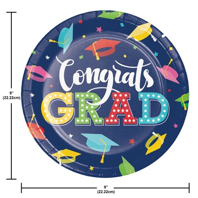 Creative Converting Glad to Be Grad Paper Plates and Napkins Kit, Serves 16 (DTC9209E2G)