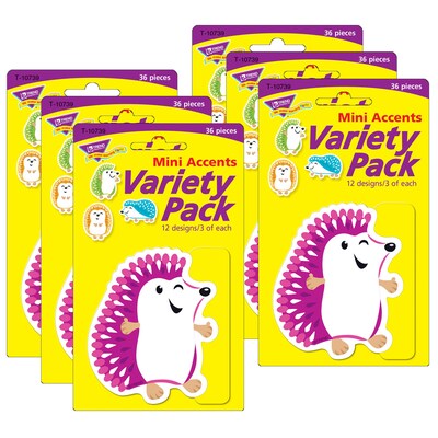 TREND Colorful Hedgehogs Mini Accents Variety Pack, 36 Per Pack, 6 Packs (T-10739-6)