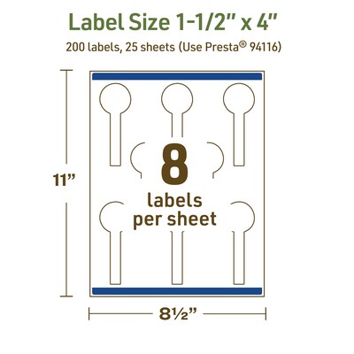 Avery Dissolvable Decorative Edge Multipurpose Labels, 1.5" x 4", Off-white, 200/Pack (94116)