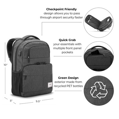 Solo New York Re:Discover Laptop Backpack, Medium, Gray (UBN715-10/4)