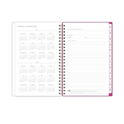 2027 Blue Sky Kelly Ventura Magenta Blooms 5" x 8" Calendar Year Weekly & Monthly Standard Planner, Plastic Cover
