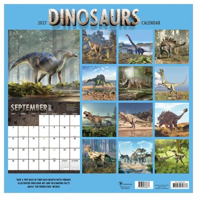 2027 TF Publishing Dinosaurs 12" x 12" Monthly Wall Calendar, Multicolored (27-1139)