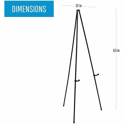 Lorell Presentation Easel, 63", Height Adjustable, Black Aluminum/Steel/Metal (LLR43027)