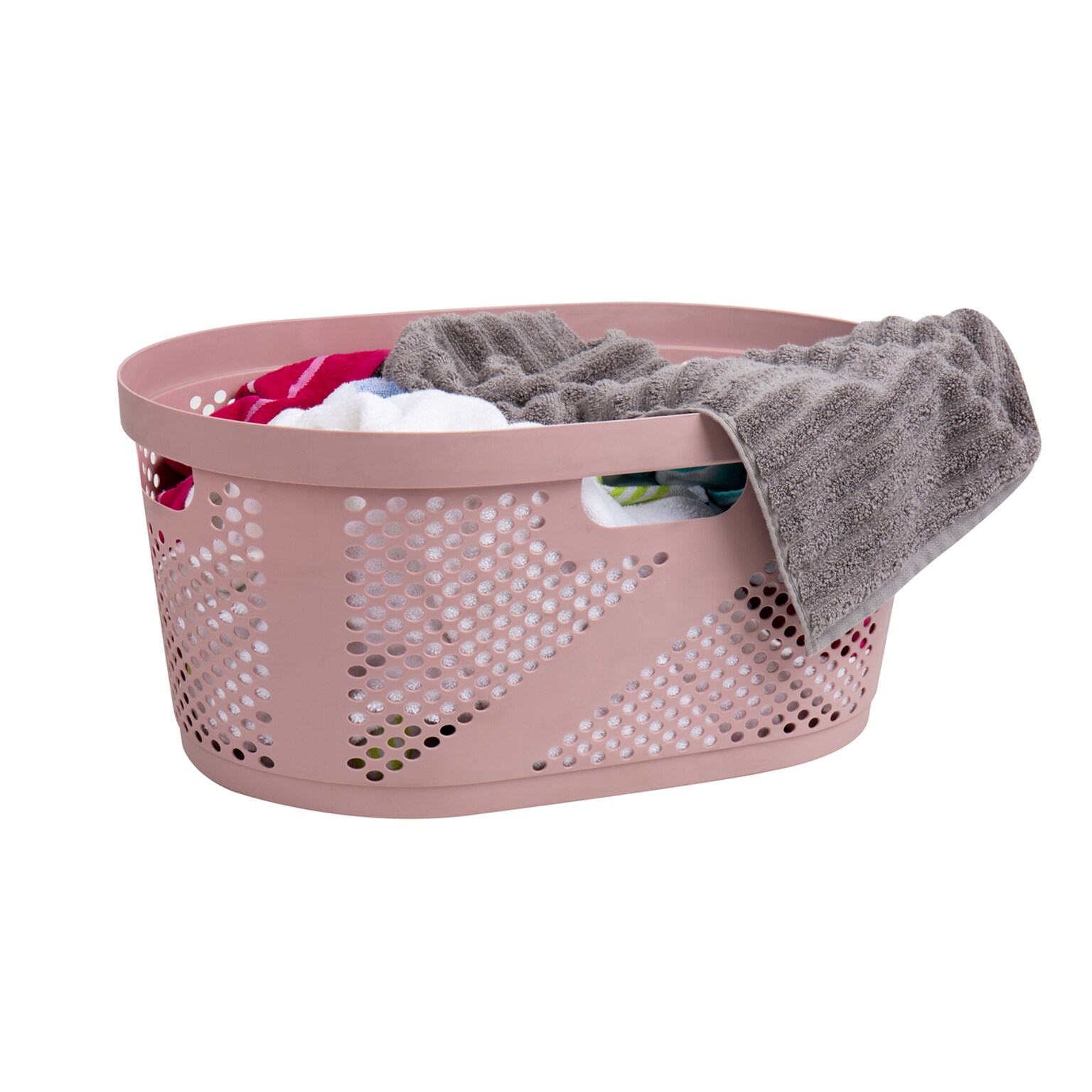 Mind Reader Wide Plastic Laundry Basket, Pink (HHAMP40-PNK)