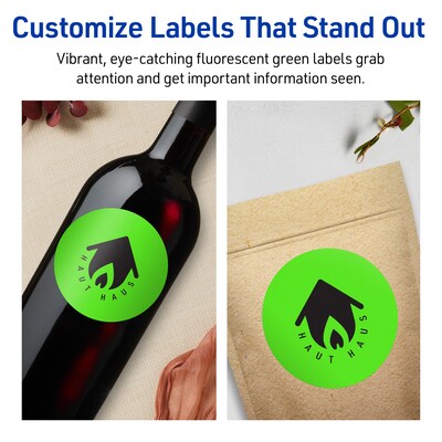 Avery Laser/Inkjet Multipurpose Circle Labels, 3.5" Dia., Neon Green, 160/Pack (94514)