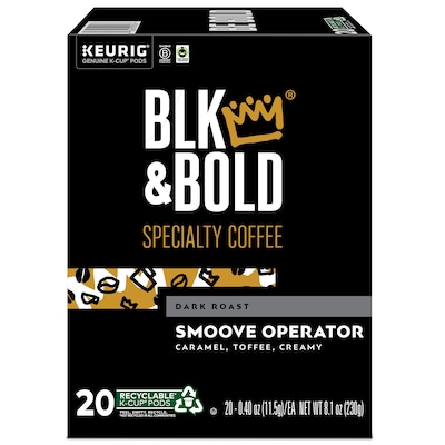 BLK & Bold Smoove Operator Coffee Keurig® K-Cup® Pods, Dark Roast, 20/Box ( OKB90056 )