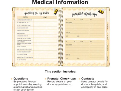 Global Printed Products Mommy to BEE 10.5" x 11.5" Weekly & Monthly Pregnancy Planner, Hardsided Cover, Beige/Black (GPP-0108)