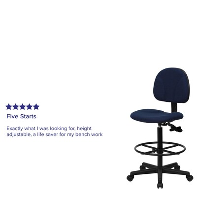 Flash Furniture Mid Back Fabric Ergonomic Drafting Stool, Navy Blue (BT659NVY)