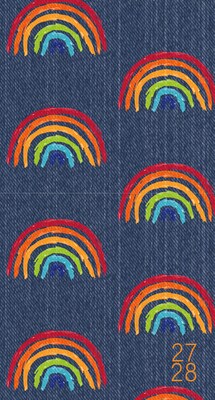 2026-2028 Willow Creek Retro Rainbow 3.5 x 6.5 Monthly Pocket/Wallet Calendar, Assorted Colors (66089)