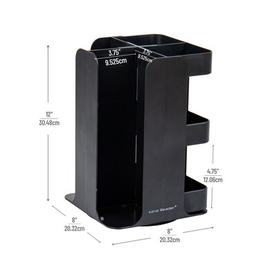 Mind Reader Plastic 8-Compartment Cup and Condiment Carousel Countertop Organizer, Black (CUPOSPIN-BLK)