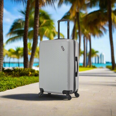 DUKAP Discovery 25.59 Hardside Suitcase, 4-Wheeled Spinner, TSA Checkpoint Friendly, Silver (DKDIS00M-SIL)