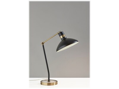 Adesso Bryson Incandescent Desk Lamp, 21", Matte Black/Antique Brass (3596-21)