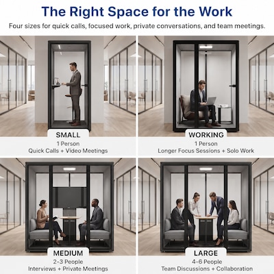 Uncaged Ergonomics Modular Acoustic Office Pod with Ventilation, Lighting and Power, Small, Black (POD-S-Black)