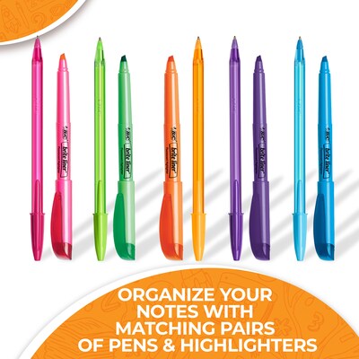 BIC Plan It Sets Ballpoint Pens & Highlighters Pack, Medium Point, Assorted Ink, 10/Pack (WMSBL10-AST)