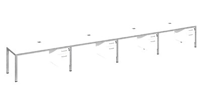 Boss Office Products Simple System 60W Desk with Pedestal, White, 4/Set (SGSD010-101-WT)