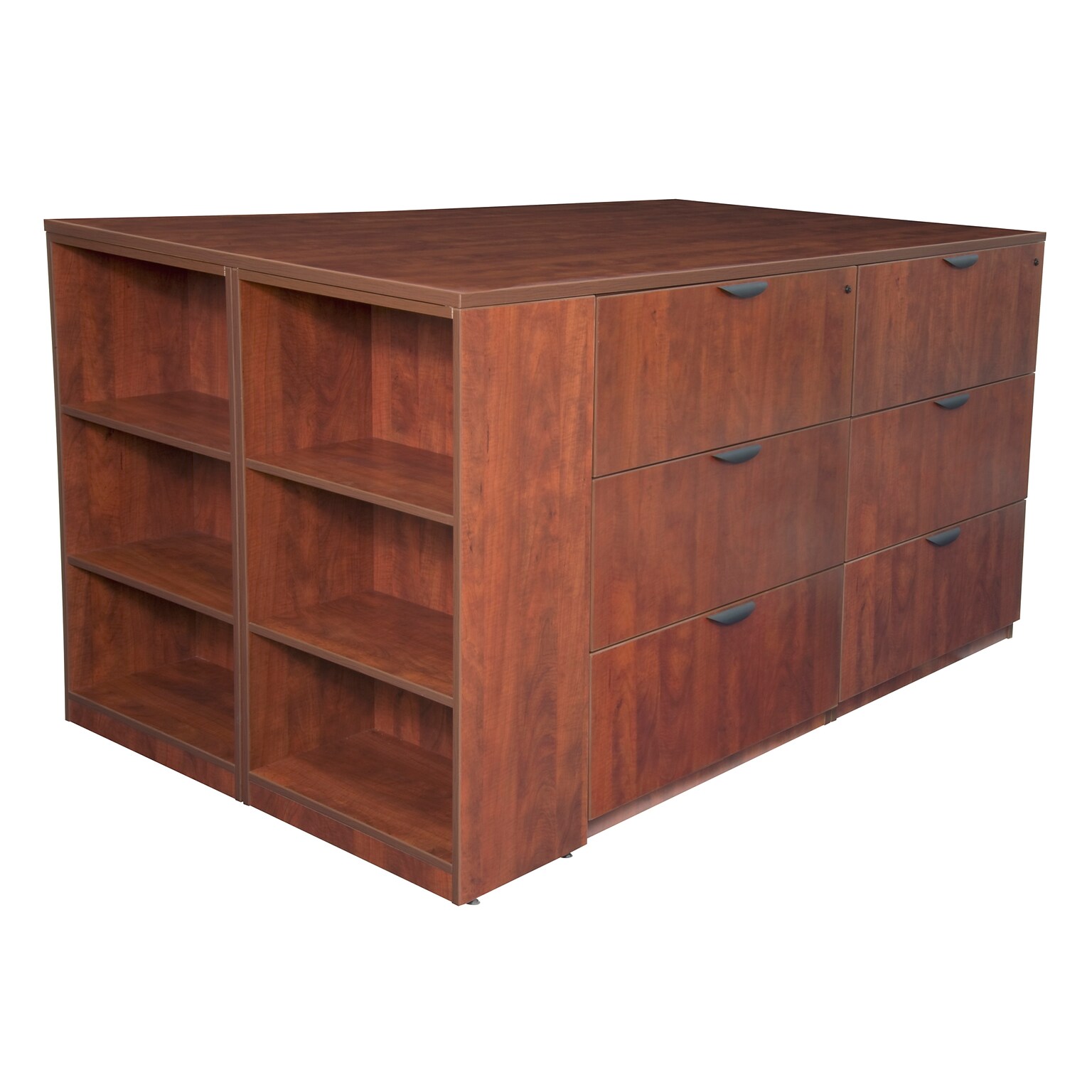 Regency Legacy Stand Up Lateral File Quad with Bookcase End, 42H x 85W x 46D, Cherry (LSLFQUAD8546CH)
