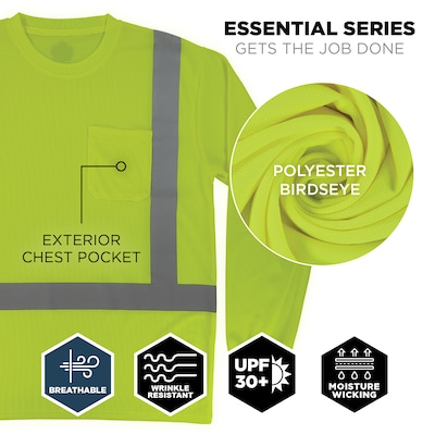 Ergodyne GloWear 8284 High Visibility Long Sleeve T-Shirt, ANSI Type R Class 2, Lime, 2XL (21876)