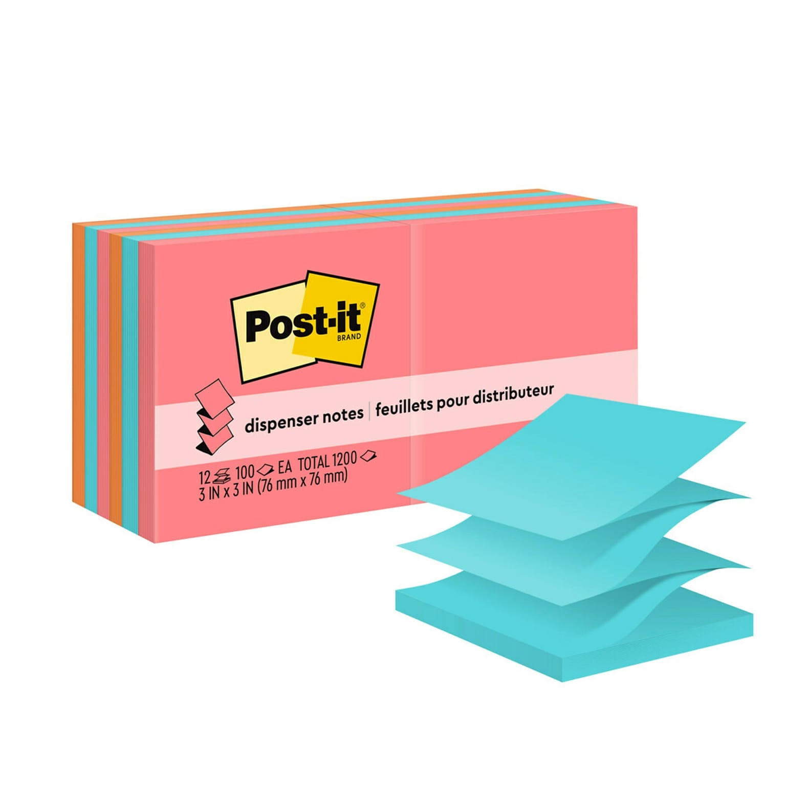 Post-it Pop-up Notes, 3 x 3, Poptimistic Collection, 100 Sheets/Pad, 12 Pads/Pack (R330-12AN)
